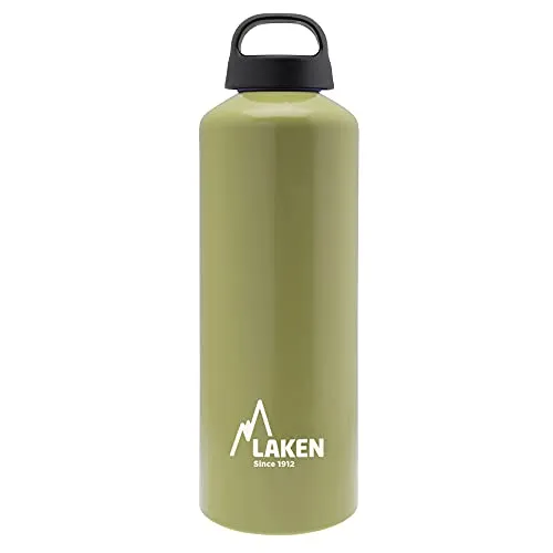 Laken Classic Borraccia di Alluminio Bottiglia d'acqua con Apertura Ampia e Tappo a Vite con Impugnatura, 0,75L, Khaki