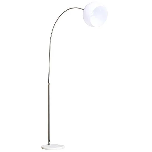 homcom Lampada ad Arco da Terra Regolabile in Altezza e Paralume Flessibile 350°, Bianco e Argento, 94x30x130-180cm
