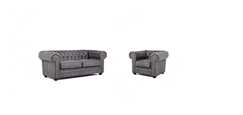 Astor Chesterfield, set di divani a 2 posti, divano a 3 posti, Armchair (set 2+1)