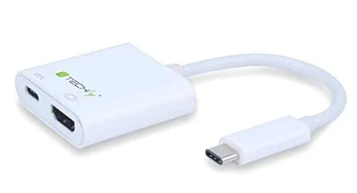 Techly 020447 Cavo Convertitore Adattatore da USB-C™ a HDMI, Porta di Ricarica USB-C™ Bianco