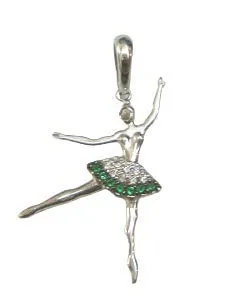 Gioielleria Damiata - Ciondolo Pendente Ballerina in Oro Bianco 18 kt carati con zirconi