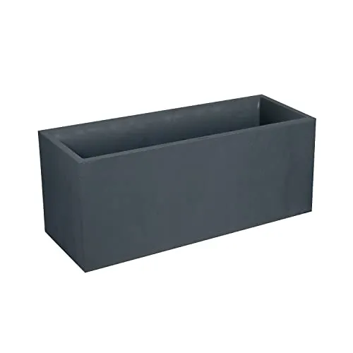 EDA VOLCANIA - Fioriera in plastica "stone decor", Grigio antracite, 99,5 x 39,5 x 43,5 cm