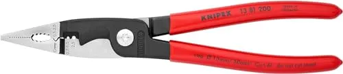 Knipex Pinza per Elettroinstallazioni Bonderizzata Nera, Rivestiti in Resina Sintetica 200 Mm (Confezione Self-Service/Blister) 13 81 200 Sb