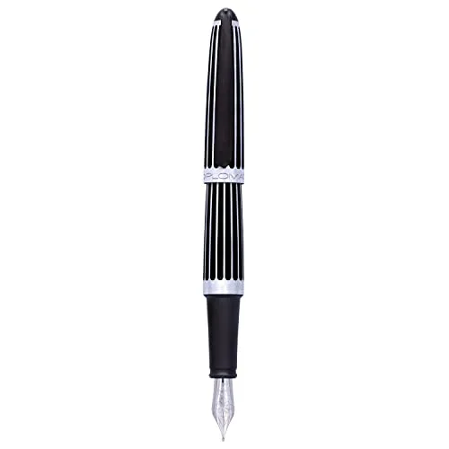 DIPLOMAT Penna stilografica Aero Stripes nero, penna stilografica con pennino in acciaio inox M e convertitore, penna stilografica vintage, D40318025