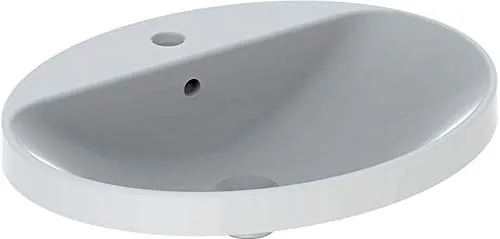 Geberit VariForm lavabo da Incasso Ovale, 600x480mm, con Foro per Rubinetto, con troppopieno, colorazione: Bianco, con KeraTect - 500.725.00.2