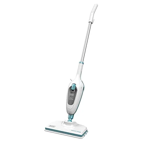 Black+Decker Fsmh13E10-Qs Scopa A Vapore Lavapavimenti Steam Mop, 1300W, Con Accessori, Bianco/Blu, ‎70.2 x 19.3 x 11.7 cm, 1.75 Kg