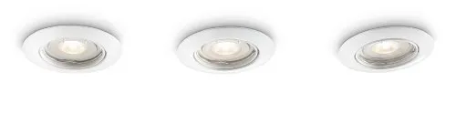 Philips Nash Set 3 Faretti da Incasso LED, Tondi Alluminio, Bianco, Diametro 8.4 cm, 3 x 3.5W