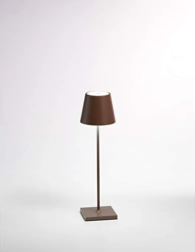 Zafferano Ai Lati POLDINA Lampada da Tavolo LED 2W 3000K Ricaricabile IP54 Esterno Corten 2.2 W, Marrone