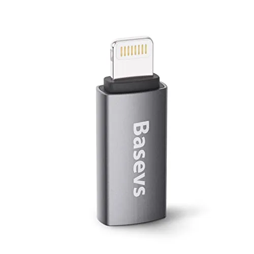 [Certificato Apple MFi] Basevs Adattatore da Lightning a USB C per cavo USB Type-C Ricarica rapida PD da 18W compatibile con iPhone iPad iPod - 1 Pezzi