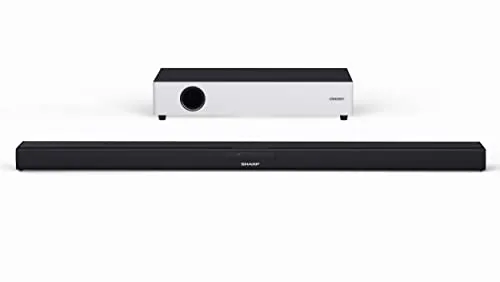 Sharp Soundbar HT-SBW160, 2.1, Ultra Slim, wireless Home Theatre, flat subwoofer, Dynamic Range Control, HDMI ARC-CEC, Bluetooth, Telecomando, 90 cm, 360 W