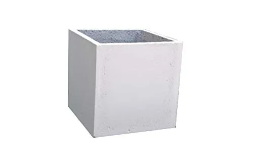 VASO CUBO FIORIERA QUADRATA IN CEMENTO LEGGERO BIANCO VARIE MISURE