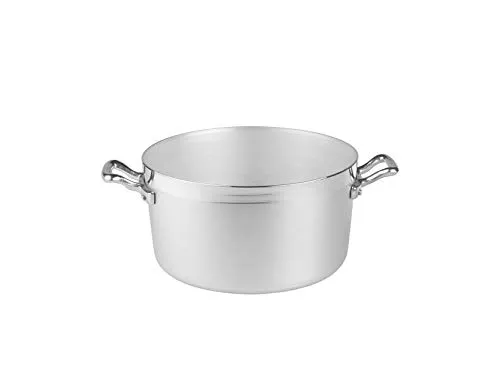 Pentole Agnelli AGNELLI Casseruola Alluminio Alta Family 2 Manici cm20 Pentole Cucina, Acciaio Inossidabile, Argento, 20 cm