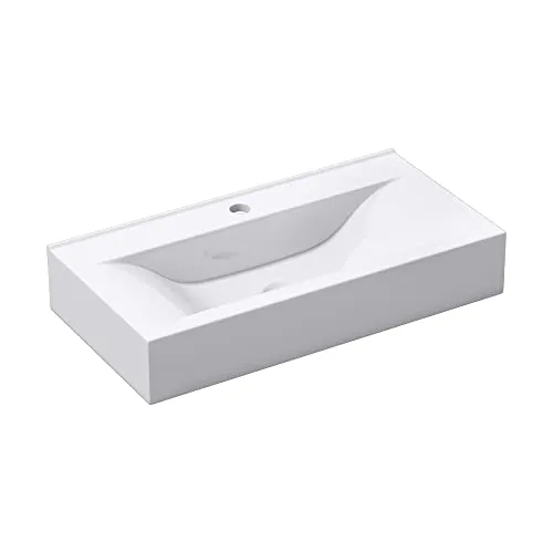 Mai & Mai® Lavabo da Appoggio 61.5X31.5X10.5cm, Lavabo Bagno Sospeso Lavandino Bagno in Ceramica Brüssel118G con Nano Rivestimenti