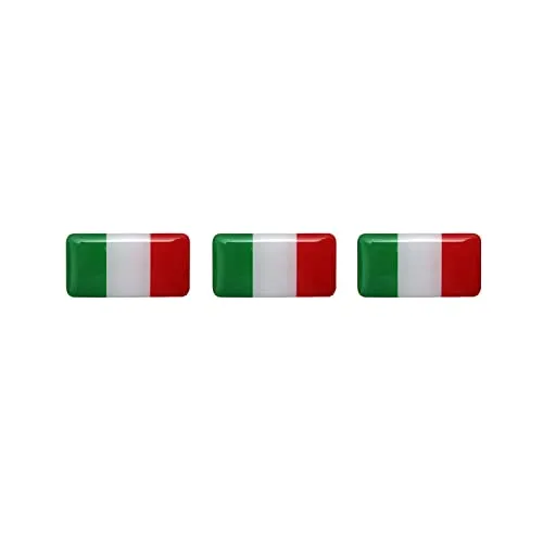 Fashio Graphic Adesivi Stickers Bandiera Italiana Italia Tricolore Rettangolare Resinati 3D 3 Pezzi 14x27mm