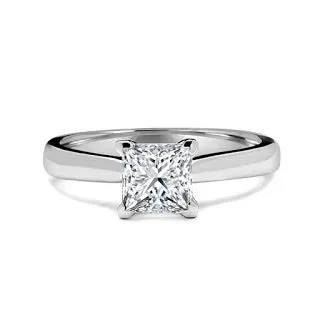Anello di fidanzamento con diamante solitario da 2 carati, taglio princess, in oro bianco massiccio 14 ct, misura N1/2 H K L J O P e Oro bianco, 58 (18.5), colore: bianco, cod. P-LRN-1469-LCD-WR-18K-Q