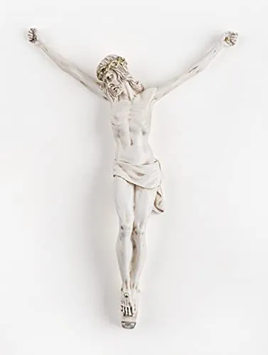 MAZZOLA LUCE Cristo da Parete Senza Croce 13x17 cm marmorino Decorato Avorio Invecchiato Dettagli Oro