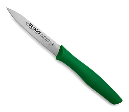 Arcos Serie Nova, Spelucchino Coltello per sbucciare, Lama Acciaio Inossidabile NITRUM 100 mm, Manico Polipropilene, Colore Verde