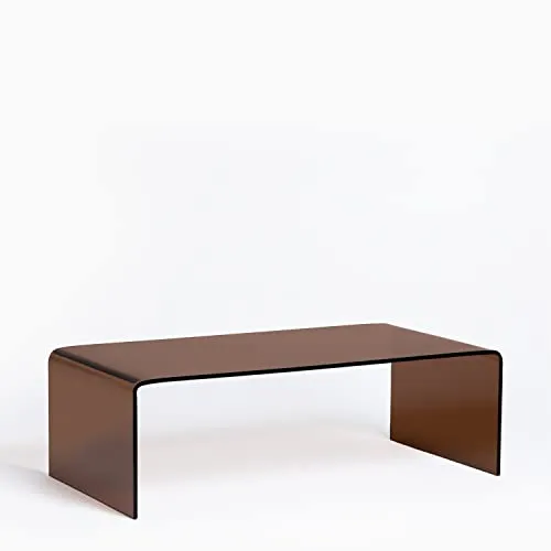 SKLUM Tavolino in Vetro Trasparente (100x55 cm) Criss Marrón Ahumado