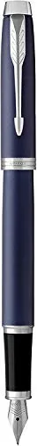 Parker 1931654 IM Penna Stilografica, Punta Media e Ricarica di Inchiostro Blu, Confezione Regalo, Matte Blue Chrome Trim