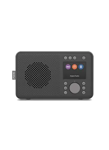Pure Elan DAB+ - Radio DAB+ portatile con Bluetooth 5.0 (DAB/DAB+ e radio FM, display a colori TFT, 20 stazioni, tasti preimpostati, connettore jack da 3,5 mm, funzionamento a batteria, USB), carbone