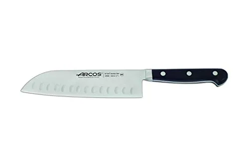 Arcos Opera, Coltello Santoku, Acciaio Inossidabile Forgiato NITRUM 180 mm, Manico POM, Colore Nero