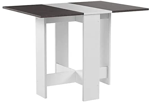 Temahome Trick Tavolo Pieghevole, Materiale Melaminico, Bianco/Grigio (White & Concrete), 73.4 x 103 x 76 cm