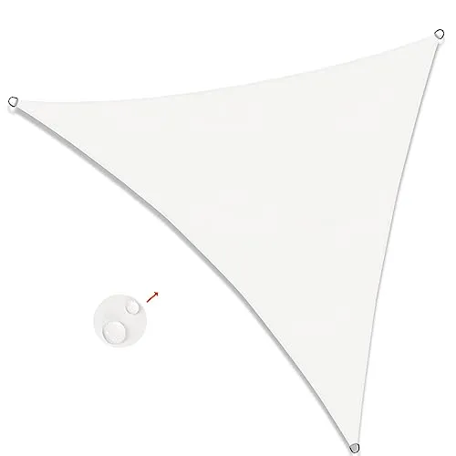 SUNNY GUARD Tenda a Vela Triangolare 3x3x3m Impermeabile,Vela ombreggiante parasole Protezione Raggi UV per Giardino Esterno terrazza,Crema