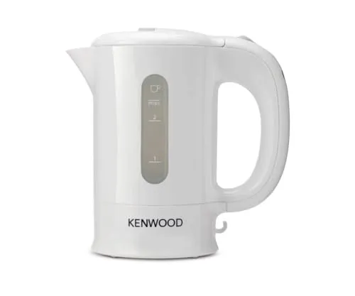 Kenwood JKP250 Bollitore elettrico da viaggio, spegnimento automatico, capacità 0,5L, base removibile, piedini antiscivolo, avvolgicavo, in dotazione 2 cucchiaini e 2 tazze, bianco