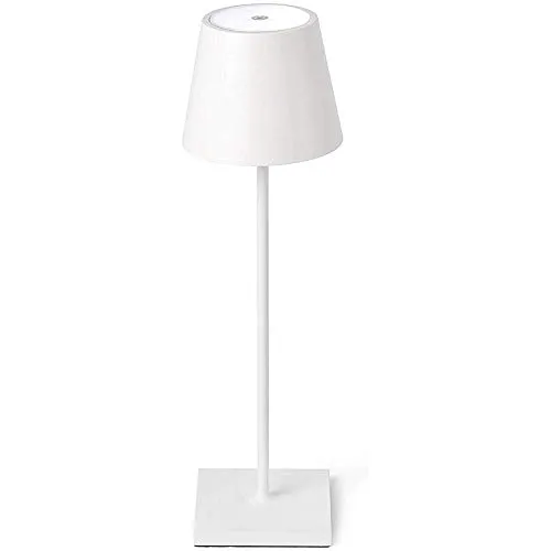 Zafferano Poldina Lampada LED Ricaricabile da Tavolo, Regolabile, Corpo in Alluminio, Protezione IP54, Adatto per Uso Esterno/Interno, Spina EU 2.2 W, Bianco, 38 cm