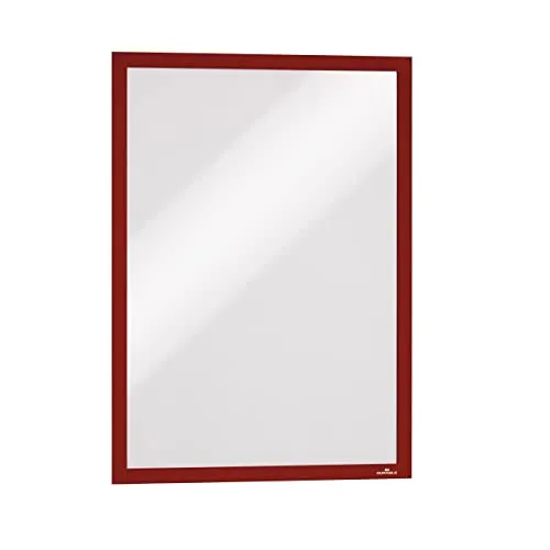 Durable 487303 Duraframe A3, Cornice Espositiva Adesiva, per Superfici Lisce e Solide, Formato A3, Confezione da 2 Pezzi, Rosso