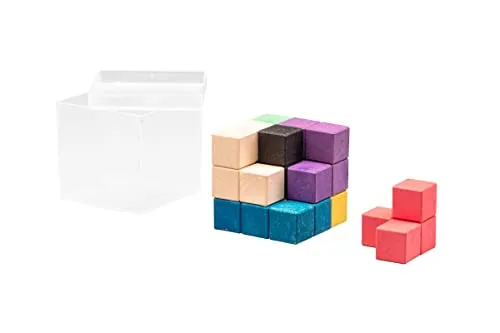 WISSNER Active Learning Soma-Cube, 7 Elementi Colorati, Realizzati in RE-Wood in Una biobox, Multicolore, Wissner080555.000