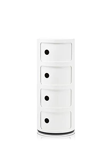 Kartell Componibili Contenitore 4 Elementi, Base Tonda, ABS, Bianco, 32 x 32 x 77 cm