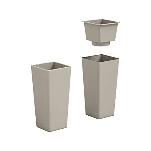 VECA SPA Cachepot Vaso fioriera in plastica Quadrato Clou Colore Avana h 85 cm per Interno Esterno Made in Italy AMDGarden