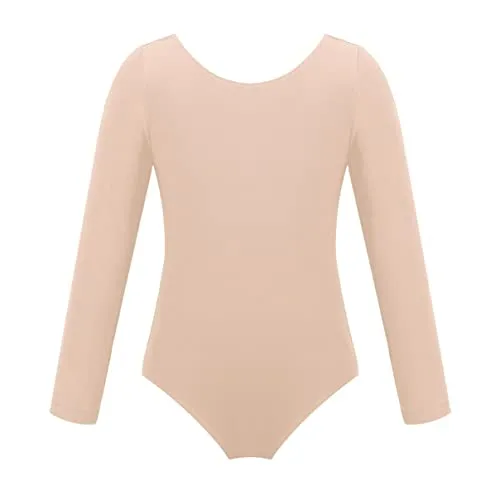 inhzoy Leotard Bambina Ragazza Pagliaccetto Costumi di Danza Vestito da Balletto Ginnastica Pattinaggio Danza Body con Manica Lunga Gonnellino Dancewear Pigiama da Notte Albicocca 10 anni