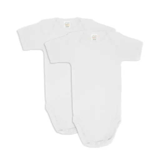 WELLYOU, Set di Bambini Baby Body Manica Corta del Corpo, Classico Bianco, per Ragazzi e Ragazze, a Costine 100% Cotone (104-110)