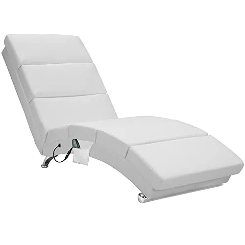 CASARIA Relax Lounge XXL 186x89x55cm Ergonomica Lettino Funzione Massaggiante in Similpelle Bianco