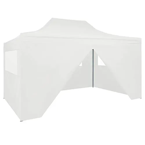 VidaXL - Tenda professionale pieghevole con 4 pareti laterali, 3 x 4 m, in acciaio, colore: Bianco