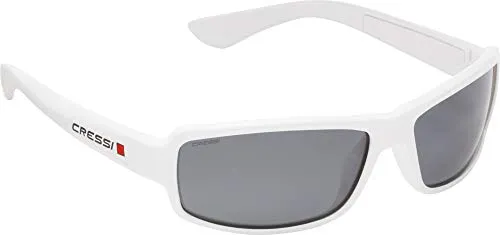 Cressi Ninja Sunglasses, Occhiali UltraFlex Sportivi da Sole Polarizzati con Protezione UV 100% Unisex-Adulto, Bianco-Lente Fume', Taglia Unica