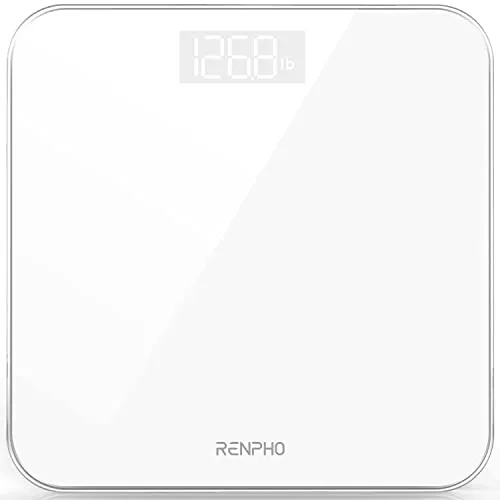 RENPHO Bilancia Pesa Persone, Bilancia Pesapersone Digitale Alta Precisione con Lettura Grande LED Display, Tecnologia Step-On, Capacità 180kg/400lb, Bianco