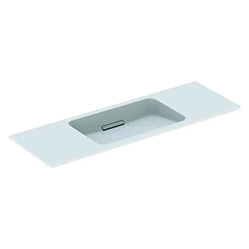 Geberit Lavabo monocomando Design 500392, Senza Foro per Rubinetto, con sfioratore, 1200x400mm, colorazione: Bianco Lucido - 500.392.01.3