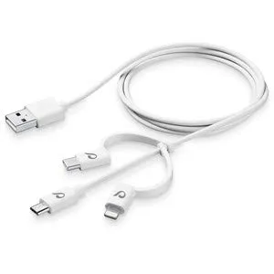 cellularline Power Cable 3in1 100cm - Micro USB, USB-C, Lightning