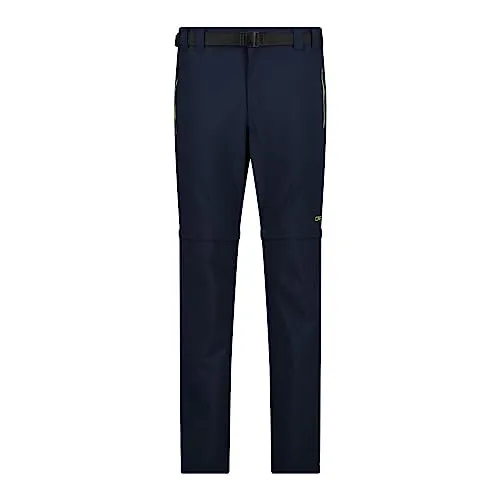 CMP - Pantaloni Zip off Elasticizzati da Uomo, B.Blue-Limegreen, 52