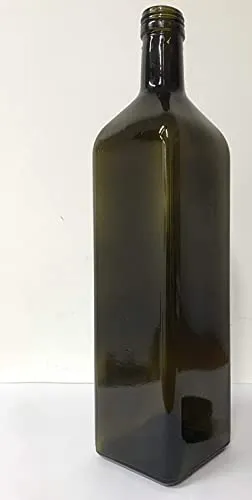 6 Pezzi Bottiglia Vetro Scuro UVAG marasca Olio liquore Quadra 1000 ml con Tappo
