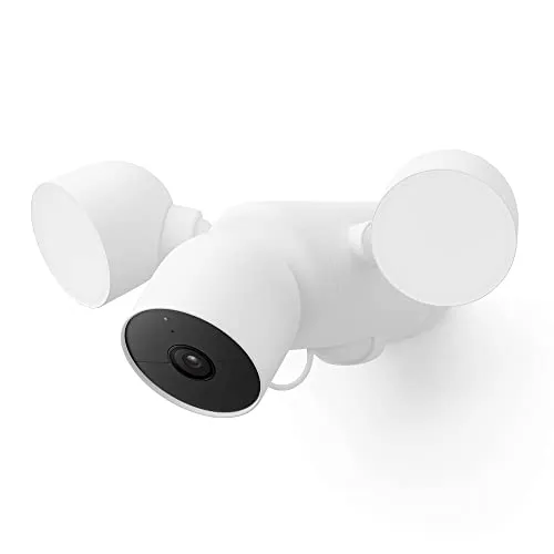 Google GPLE9 Nest Cam con Proiettore (Esterno, Cablato) Telecamera di Sicurezza - Smart Home WiFi Camera, Neve