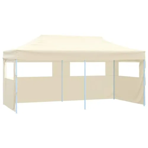 vidaXL - Pavillons & Partyzelte - Profi-Partyzelt Faltbar mit 4 Seitenwänden 3×6m Stahl Creme