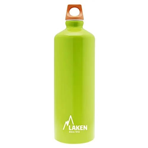Laken Futura Borraccia di Alluminio, Bottiglia d'acqua con Apertura Stretta e Tappo a Vite con Anello 1L Verde + Rosa Tappo