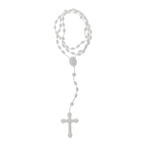 KINTRADE Croce Luminosa Rosario in plastica Perline Collana incandescente Gioielli Religiosi di Preghiera cattolica - Bianco