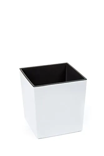 KREHER, vaso per piante XXL di design in plastica, colore bianco lucido, con inserto estraibileDimensioni (lunghezza x larghezza x altezza): 40 x 40 x 41 cm.