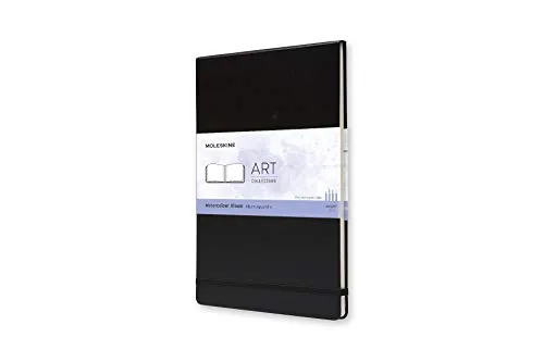 Moleskine Art Collection Watercolor Album e Notebook Blocco da Disegno con Copertina Rigida e Chiusura ad Elastico, Carta Adatta a Acquerelli e Matite Acquerellabili, Nero, A4 21 x 29.7 cm, 60 Pagine