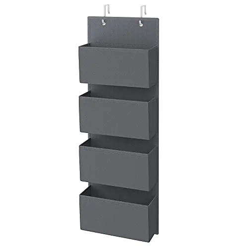 SONGMICS Portaoggetti da Appendere con 4 Tasche, Organizzatore da Porta e Parete, per Camera da Letto, Soggiorno, Ufficio, 12 x 33,5 x 100 cm, Grigio RDH04G